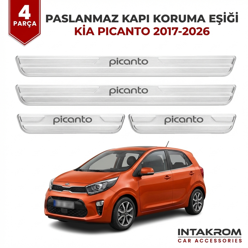 Kia Picanto 2017-2026 Uyumlu Satine Krom Kapı Koruma Eşiği 4 Parça