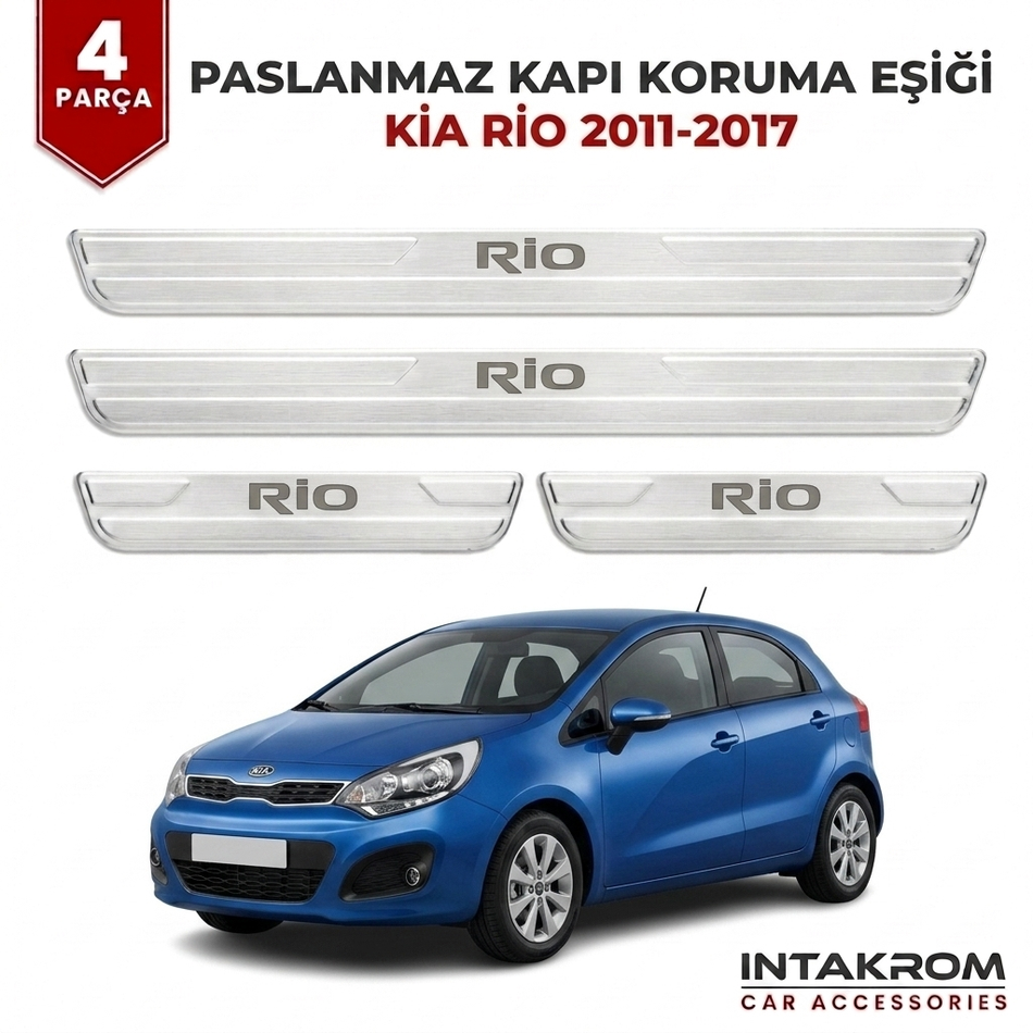Kia Rio 2011-2017 Uyumlu Satine Krom Kapı Koruma Eşiği 4 Parça