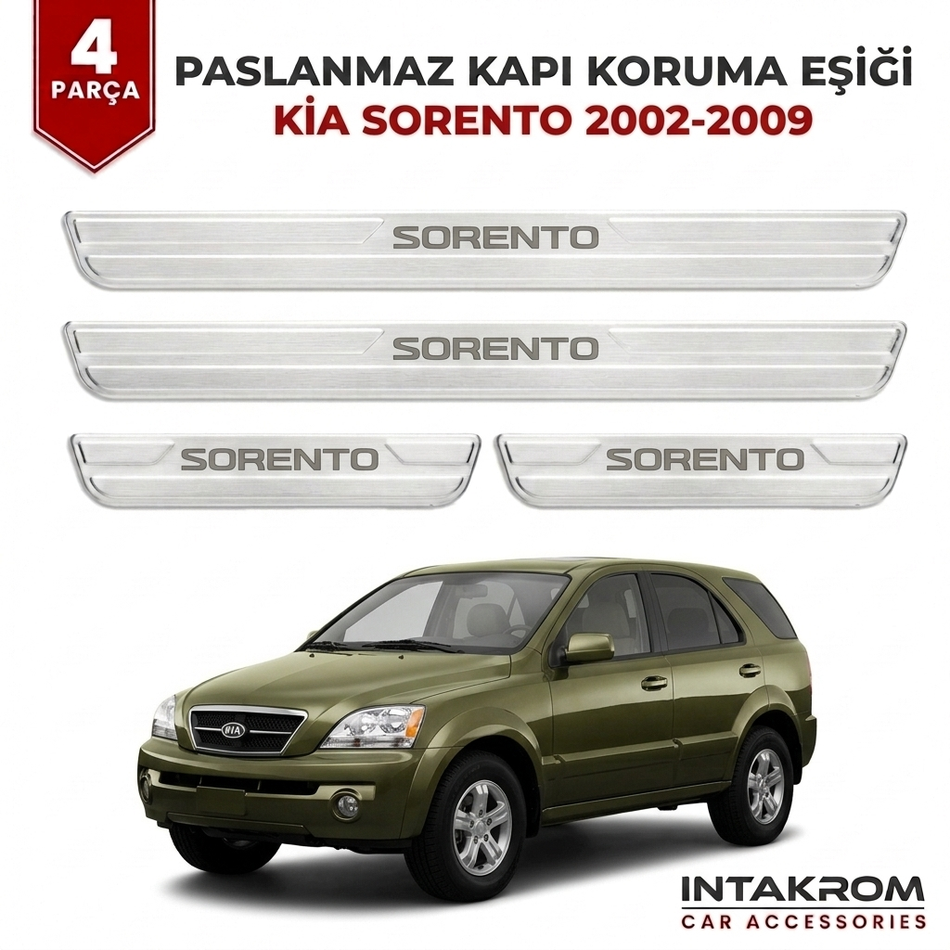 Kia Sorento 2002-2009 Uyumlu Satine Krom Kapı Koruma Eşiği 4 Parça