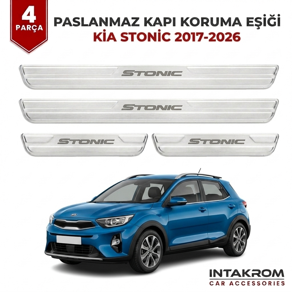 Kia Stonic 2017-2026 Uyumlu Satine Krom Kapı Koruma Eşiği 4 Parça