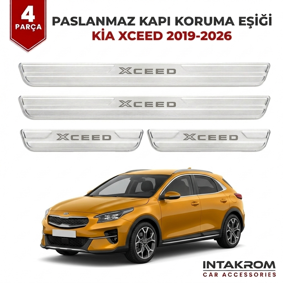 Kia XCeed 2019-2026 Uyumlu Satine Krom Kapı Koruma Eşiği 4 Parça