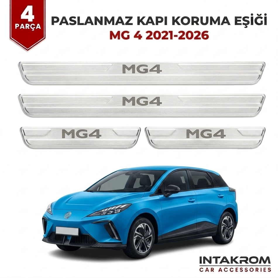 MG 4 2021-2026 Uyumlu Satine Krom Kapı Koruma Eşiği 4 Parça