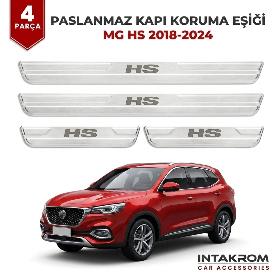 MG HS 2018-2024 Uyumlu Satine Krom Kapı Koruma Eşiği 4 Parça