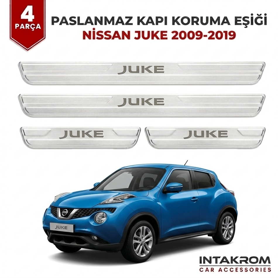 Nissan Juke 2009-2019 Uyumlu Satine Krom Kapı Koruma Eşiği 4 Parça