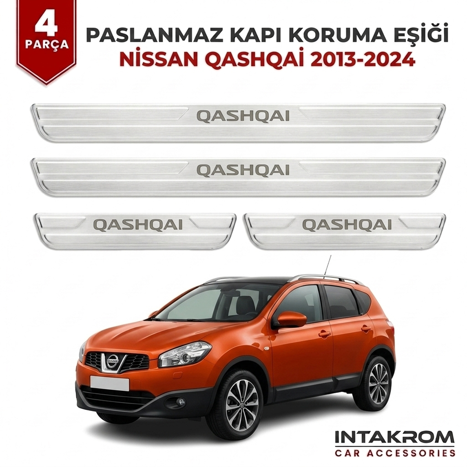 Nissan Qashqai 2013-2024 Uyumlu Satine Krom Kapı Koruma Eşiği 4 Parça