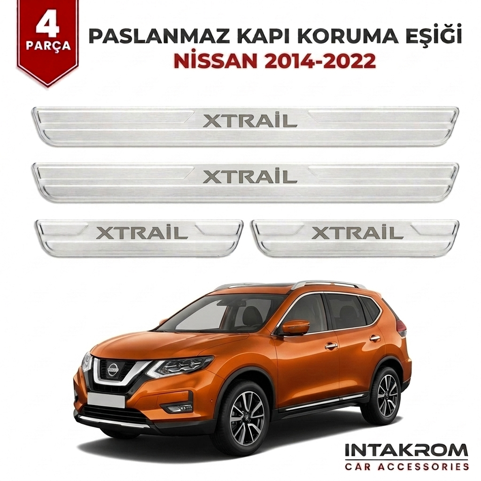 Nissan X-Trail 2014-2022 Uyumlu Satine Krom Kapı Koruma Eşiği 4 Parça