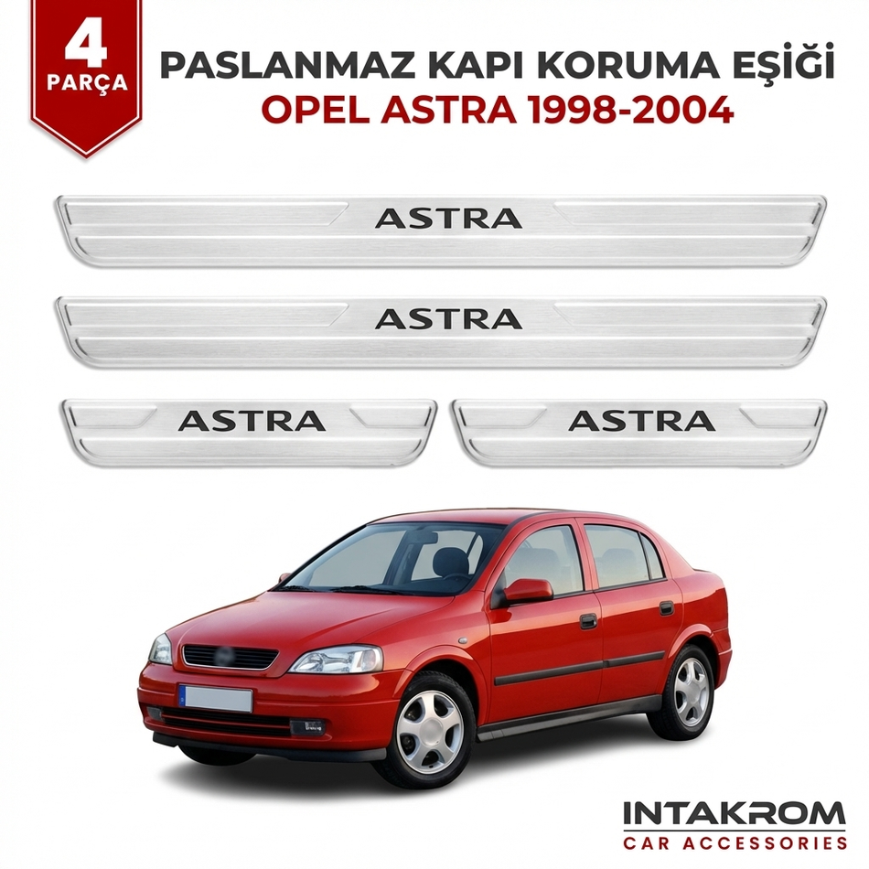 Opel Astra G 1998-2004 Uyumlu Satine Krom Kapı Koruma Eşiği 4 Parça