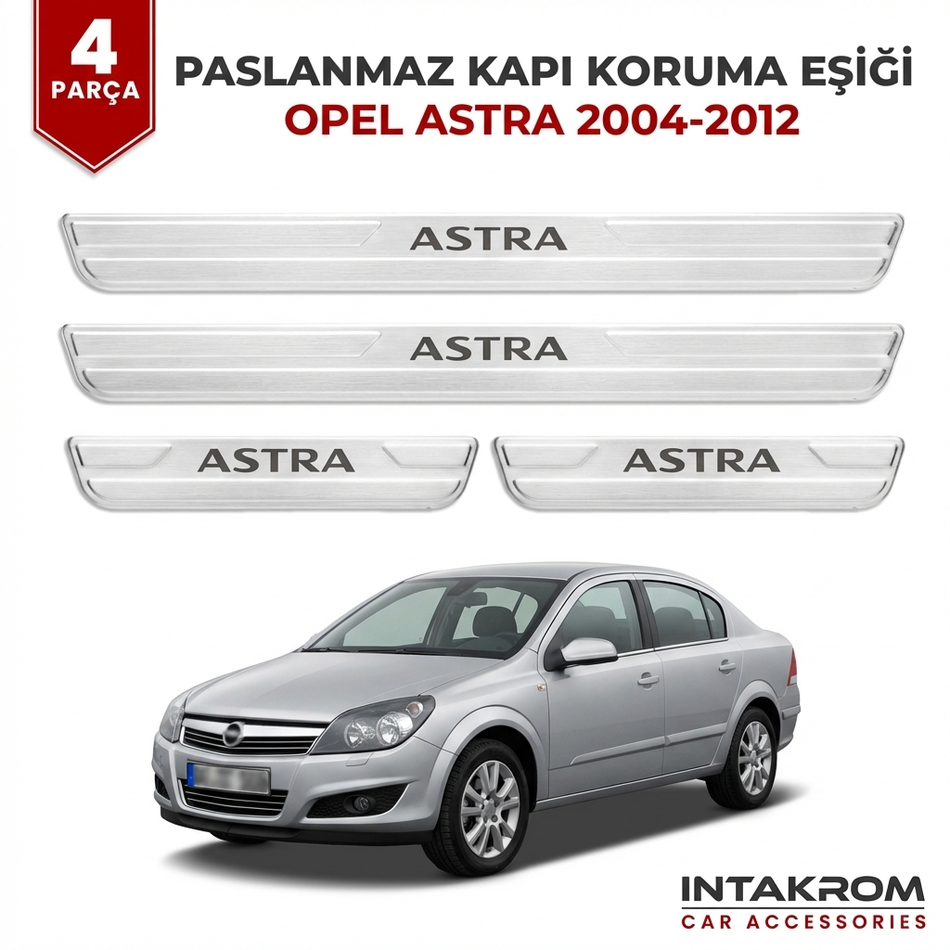 Opel Astra H 2004-2012 Uyumlu Satine Krom Kapı Koruma Eşiği 4 Parça