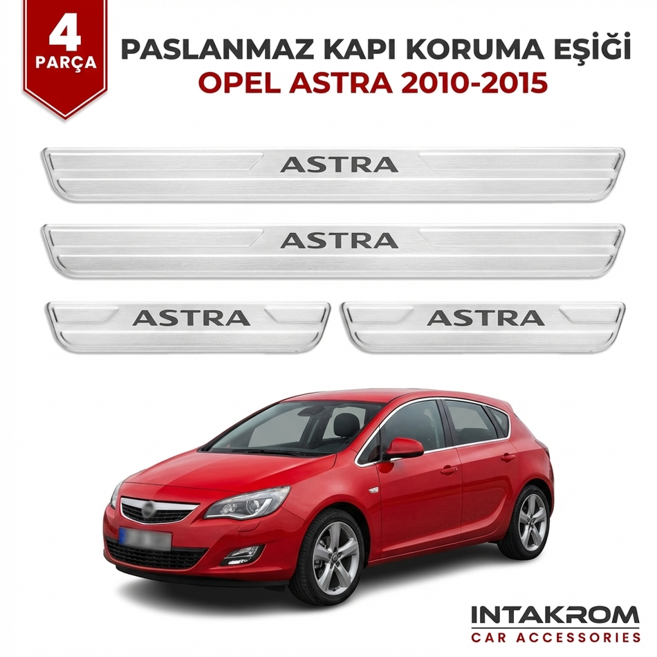 Opel Astra J 2010-2015 Uyumlu Satine Krom Kapı Koruma Eşiği 4 Parça