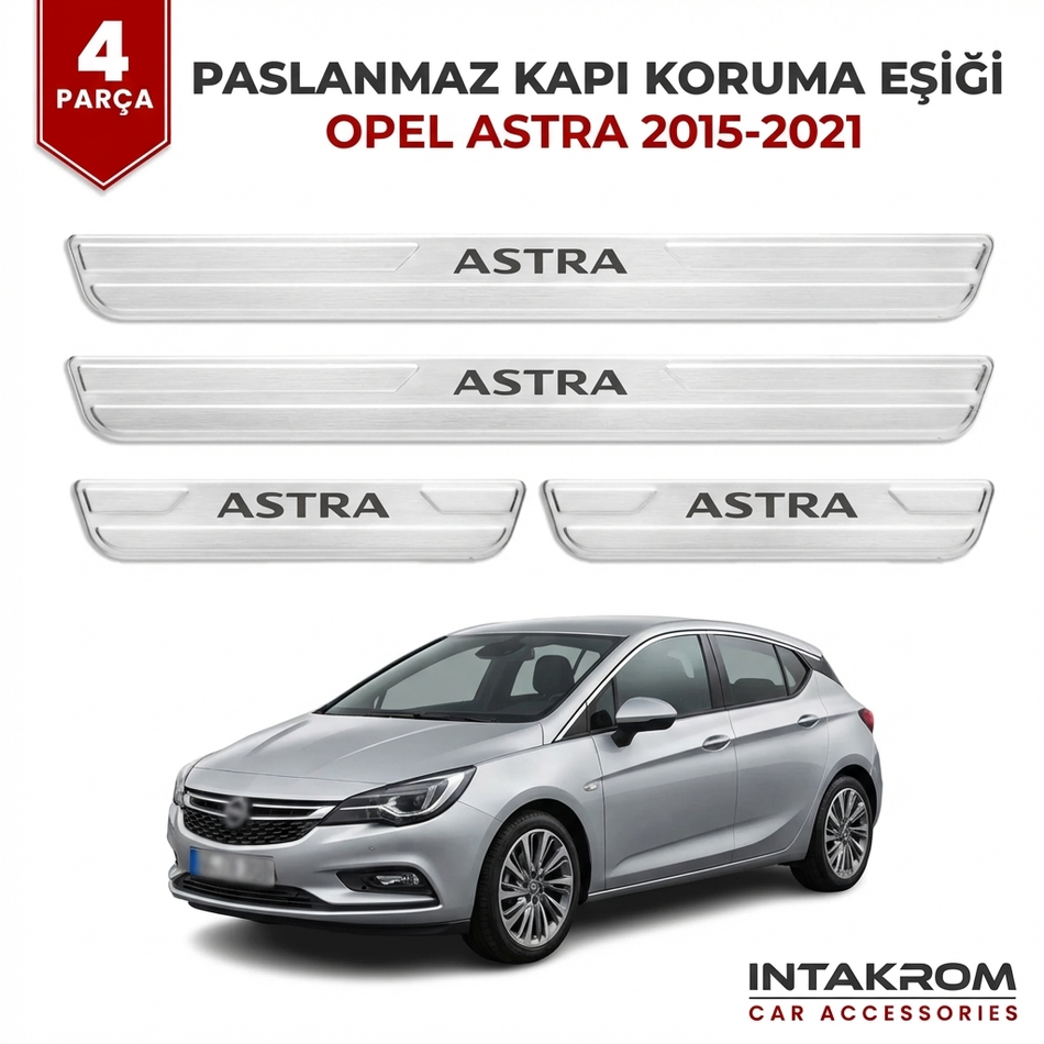 Opel Astra K 2015-2021 Uyumlu Satine Krom Kapı Koruma Eşiği 4 Parça