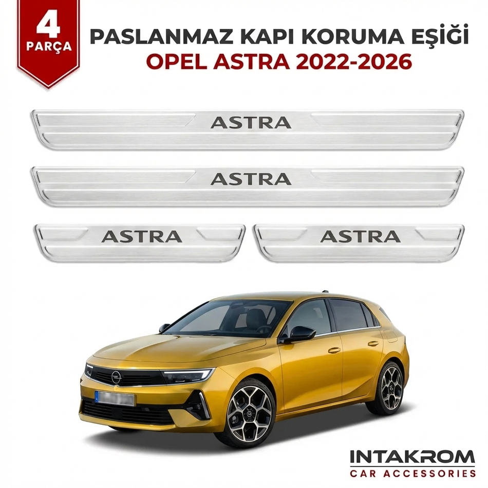 Opel Astra L 2022-2026 Uyumlu Satine Krom Kapı Koruma Eşiği 4 Parça