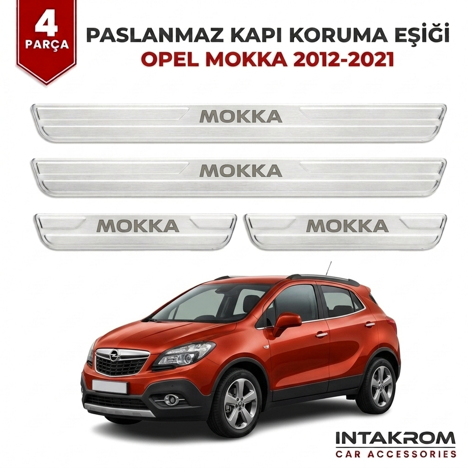Opel Mokka 2012-2021 Uyumlu Satine Krom Kapı Koruma Eşiği 4 Parça