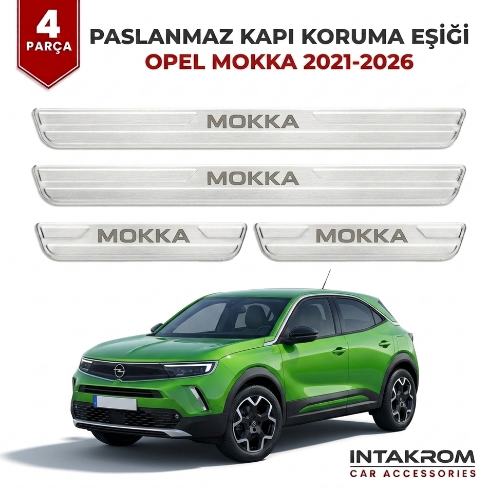 Opel Mokka 2021-2026 Uyumlu Satine Krom Kapı Koruma Eşiği 4 Parça
