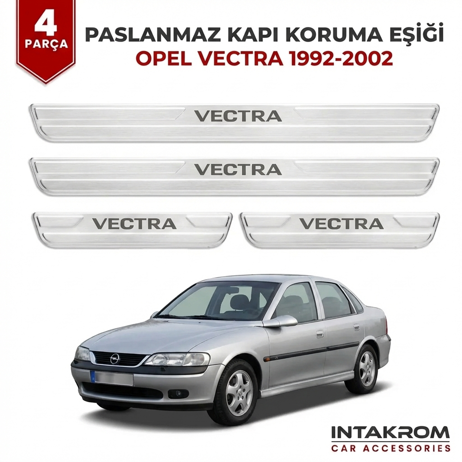 Opel Vectra B 1992-2002 Uyumlu Satine Krom Kapı Koruma Eşiği 4 Parça