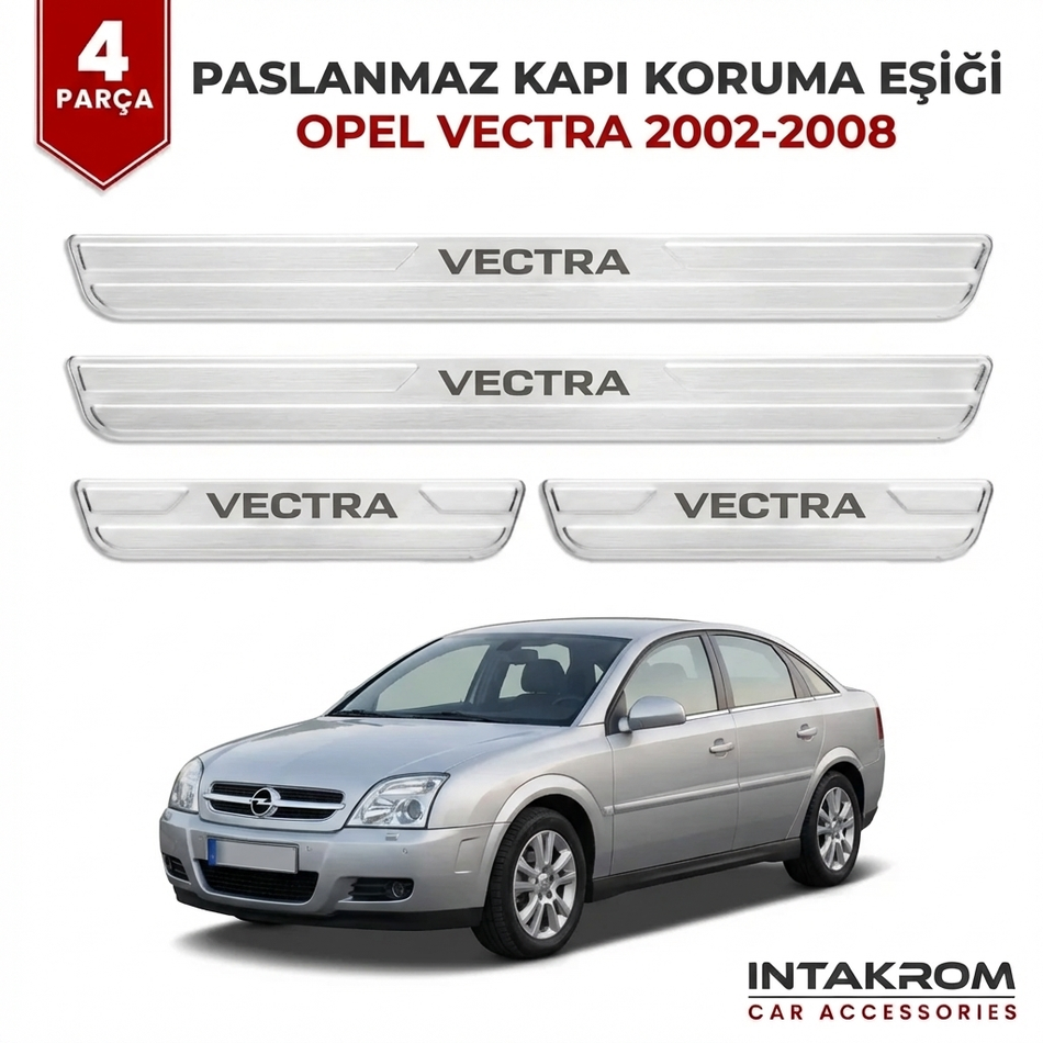 Opel Vectra C 2002-2008 Uyumlu Satine Krom Kapı Koruma Eşiği 4 Parça