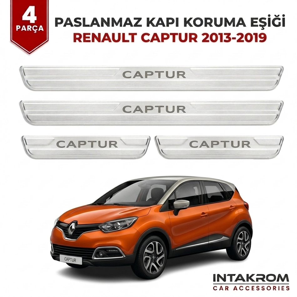 Renault Captur 2013-2019 Uyumlu Satine Krom Kapı Koruma Eşiği 4 Parça