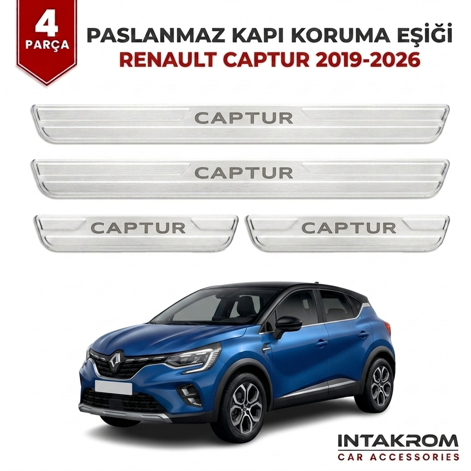 Renault Captur 2019-2026 Uyumlu Satine Krom Kapı Koruma Eşiği 4 Parça