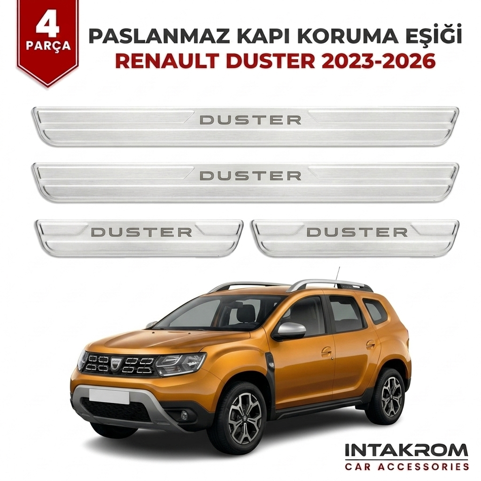 Renault Duster 2023-2026 Uyumlu Satine Krom Kapı Koruma Eşiği 4 Parça