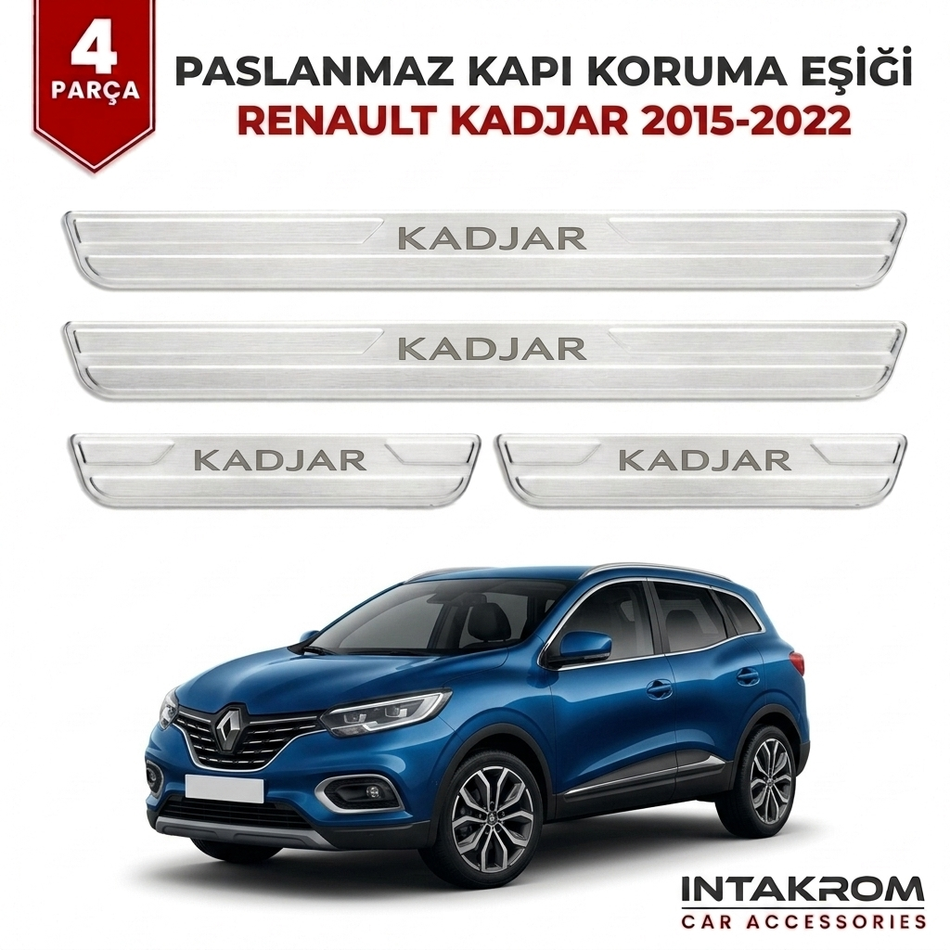Renault Kadjar 2015-2022 Uyumlu Satine Krom Kapı Koruma Eşiği 4 Parça