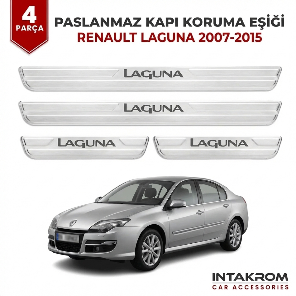 Renault Laguna 2007-2015 Uyumlu Satine Krom Kapı Koruma Eşiği 4 Parça