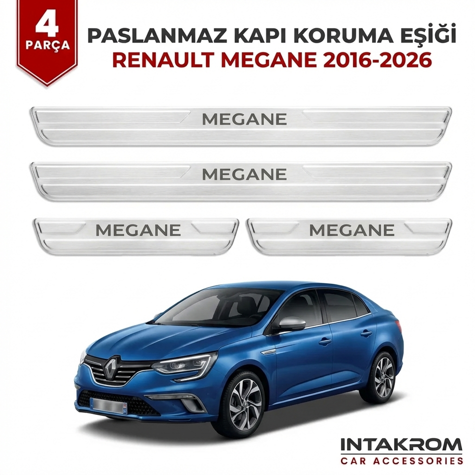 Renault Megane IV 2016-2026 Uyumlu Satine Krom Kapı Koruma Eşiği 4 Parça