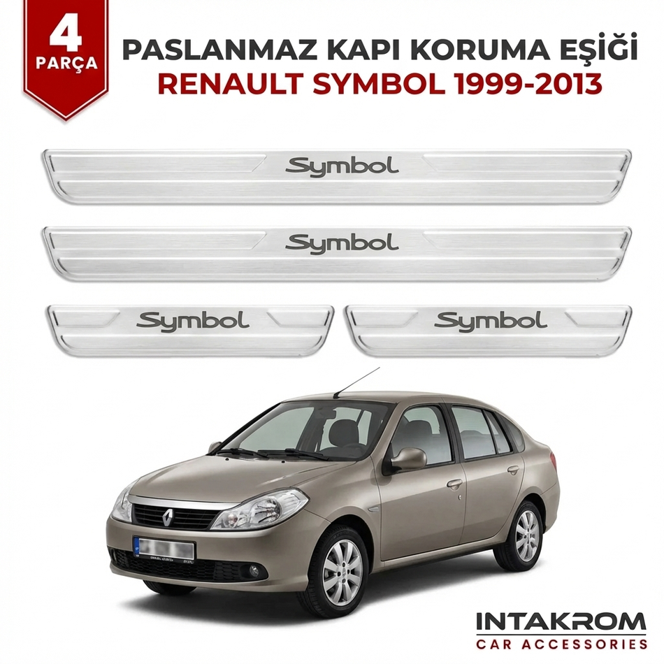 Renault Symbol 1999-2013 Uyumlu Satine Krom Kapı Koruma Eşiği 4 Parça