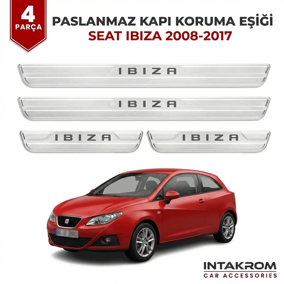 Seat İbiza 2008-2017 Uyumlu Satine Krom Kapı Koruma Eşiği 4 Parça