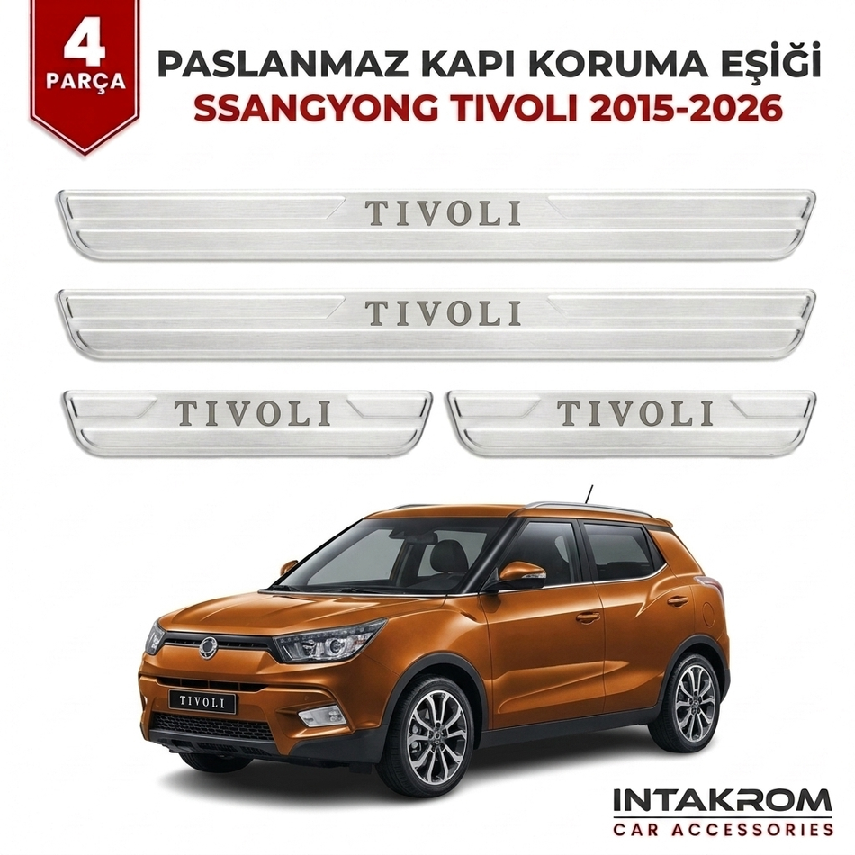 SsangYong Tivoli 2015-2026 Uyumlu Satine Krom Kapı Koruma Eşiği 4 Parça