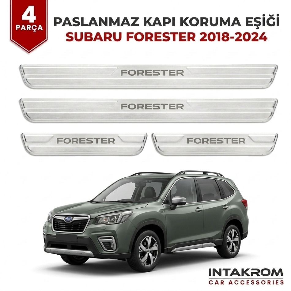 Subaru Forester 2018-2024 Uyumlu Satine Krom Kapı Koruma Eşiği 4 Parça