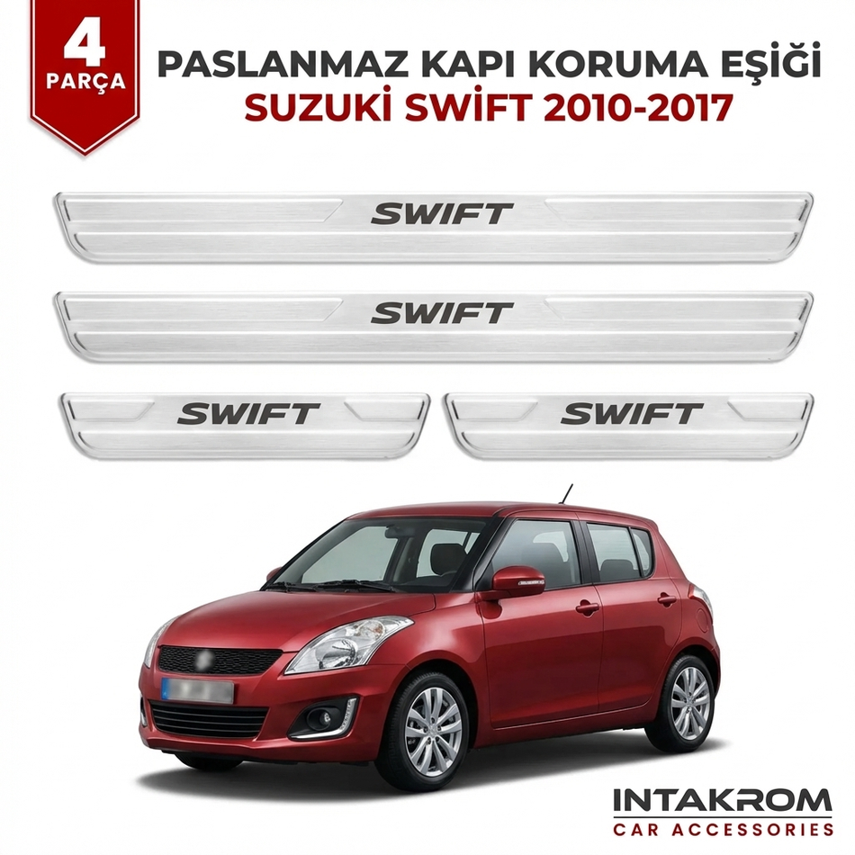 Suzuki Swift 2010-2017 Uyumlu Satine Krom Kapı Koruma Eşiği 4 Parça