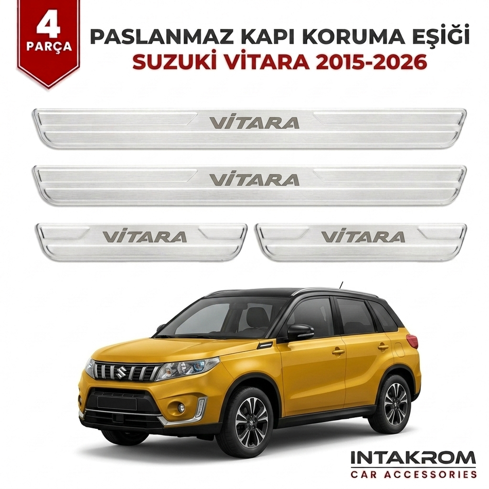 Suzuki Vitara 2015-2026 Uyumlu Satine Krom Kapı Koruma Eşiği 4 Parça