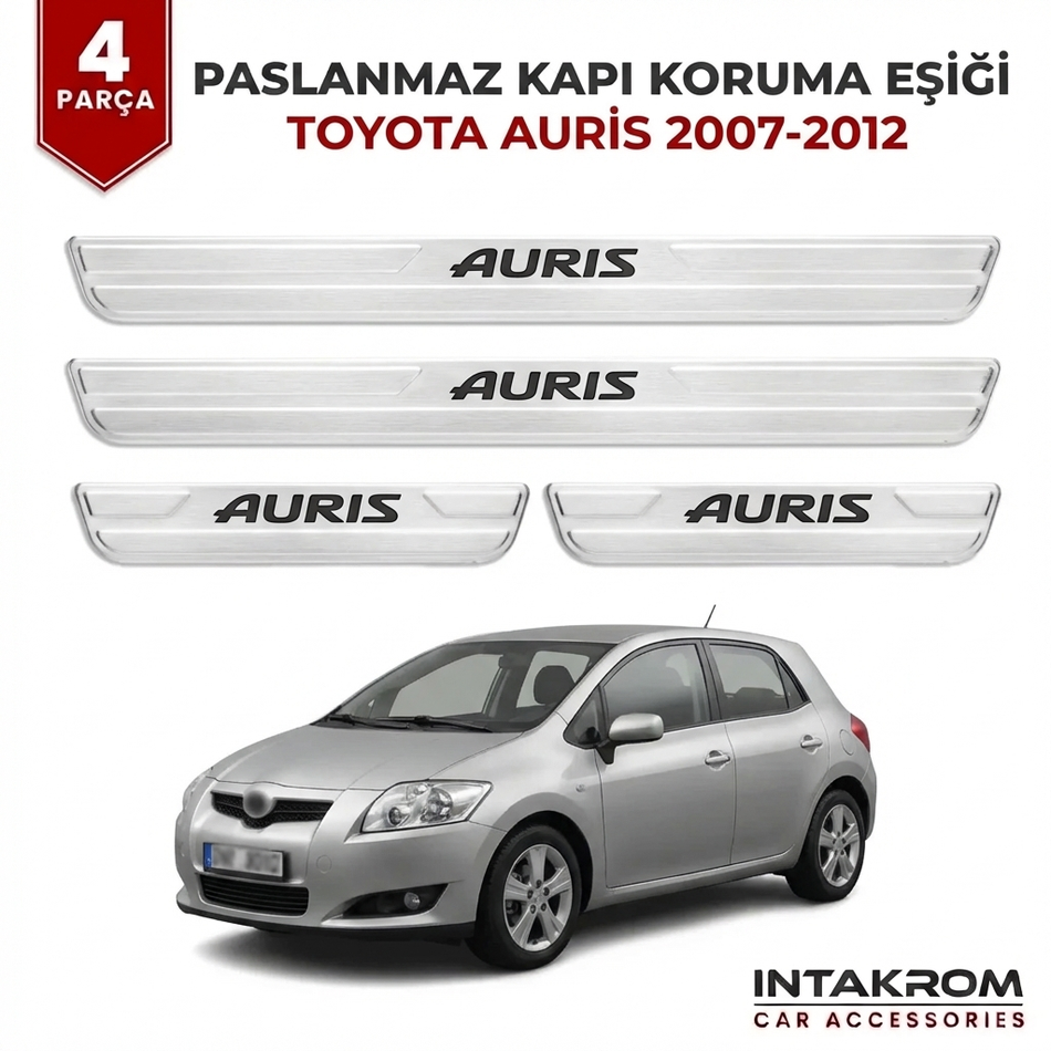 Toyota Auris 2007-2012 Uyumlu Satine Krom Kapı Koruma Eşiği 4 Parça