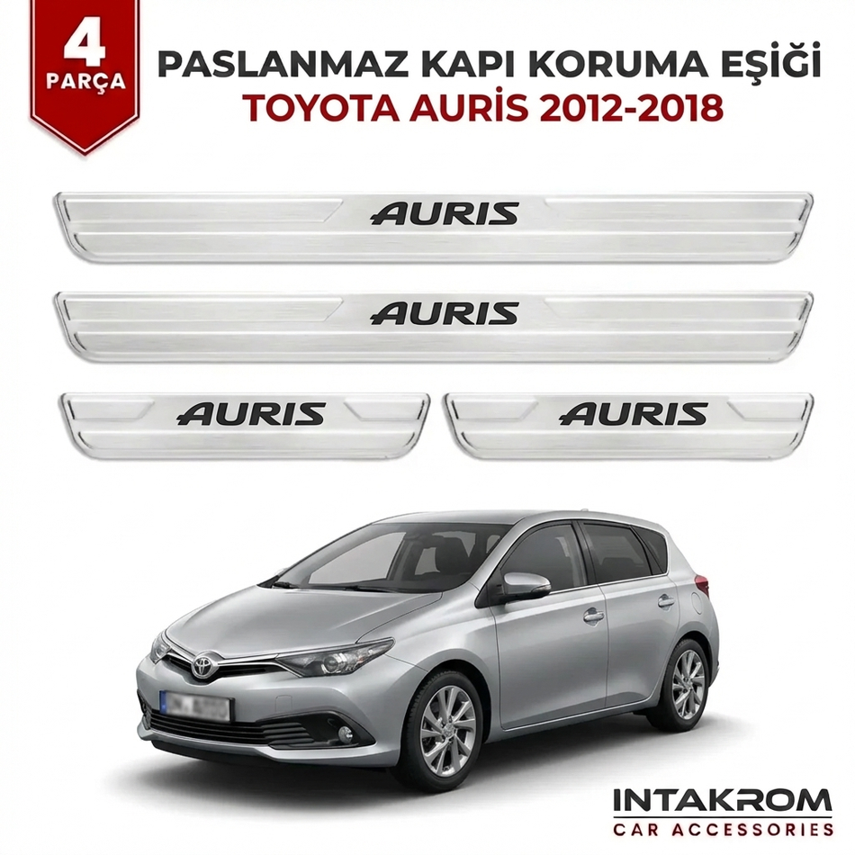 Toyota Auris 2012-2018 Uyumlu Satine Krom Kapı Koruma Eşiği 4 Parça