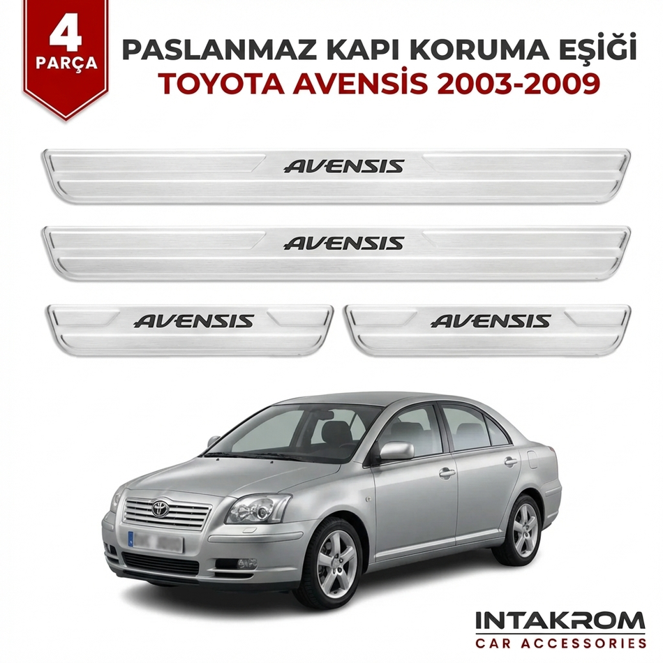 Toyota Avensis 2003-2009 Uyumlu Satine Krom Kapı Koruma Eşiği 4 Parça