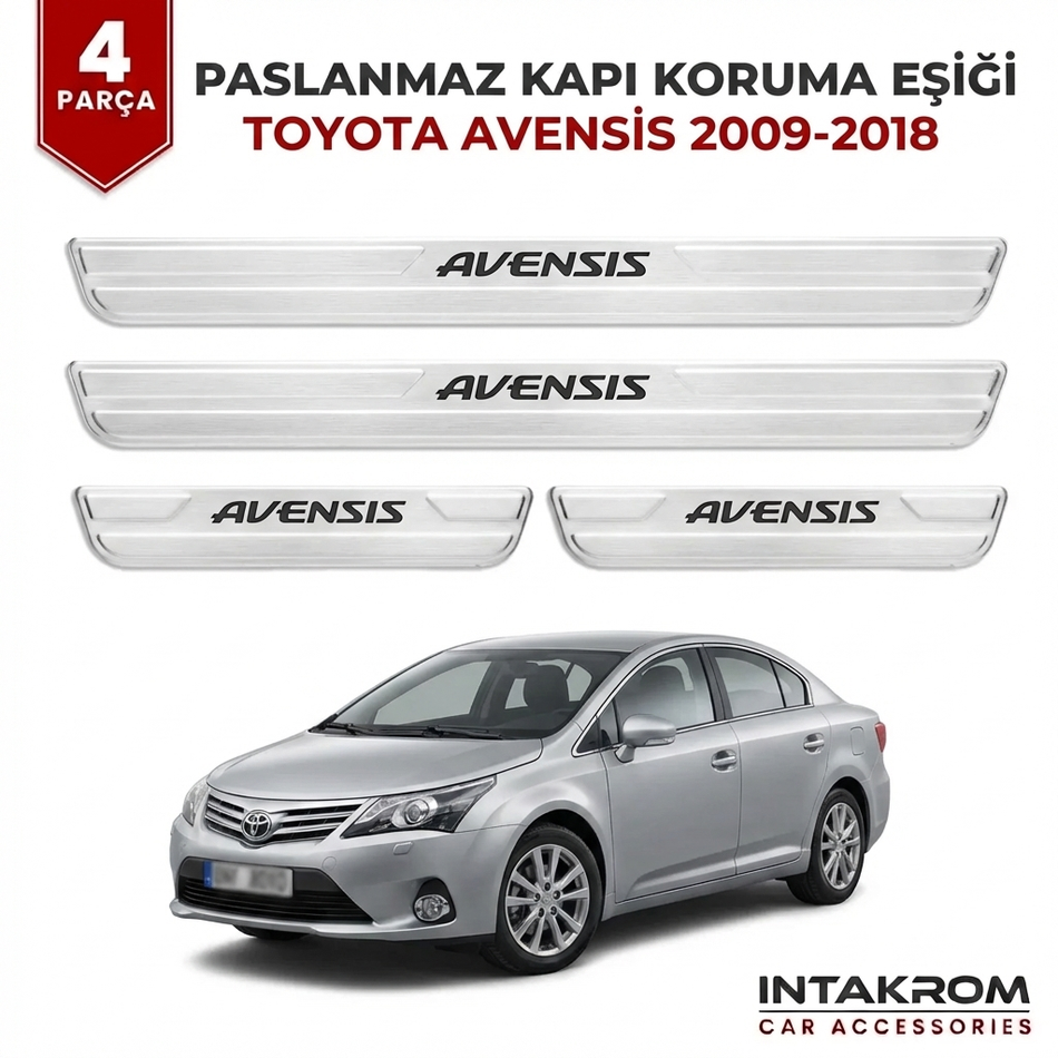 Toyota Avensis 2009-2018 Uyumlu Satine Krom Kapı Koruma Eşiği 4 Parça