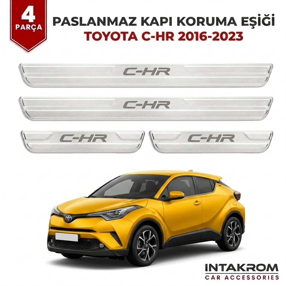 Toyota C-HR 2016-2023 Uyumlu Satine Krom Kapı Koruma Eşiği 4 Parça