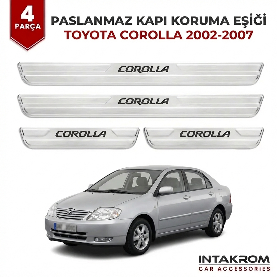 Toyota Corolla 2002-2007 Uyumlu Satine Krom Kapı Koruma Eşiği 4 Parça