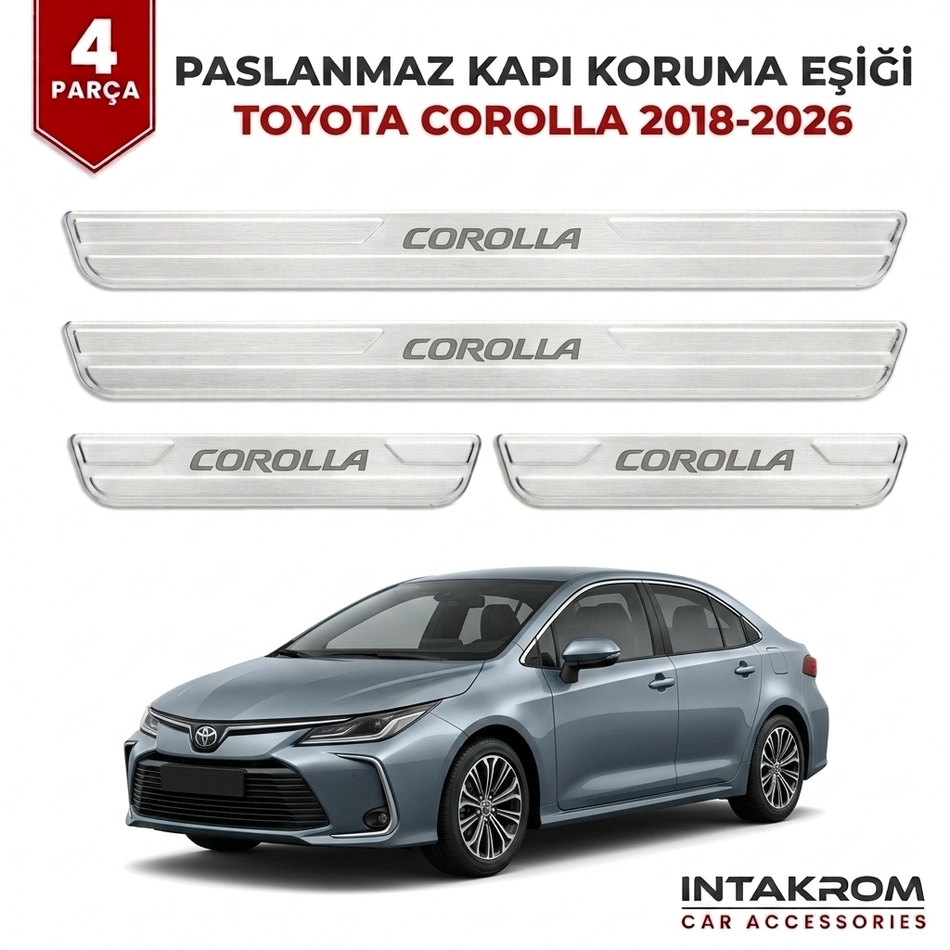 Toyota Corolla 2018-2026 Uyumlu Satine Krom Kapı Koruma Eşiği 4 Parça
