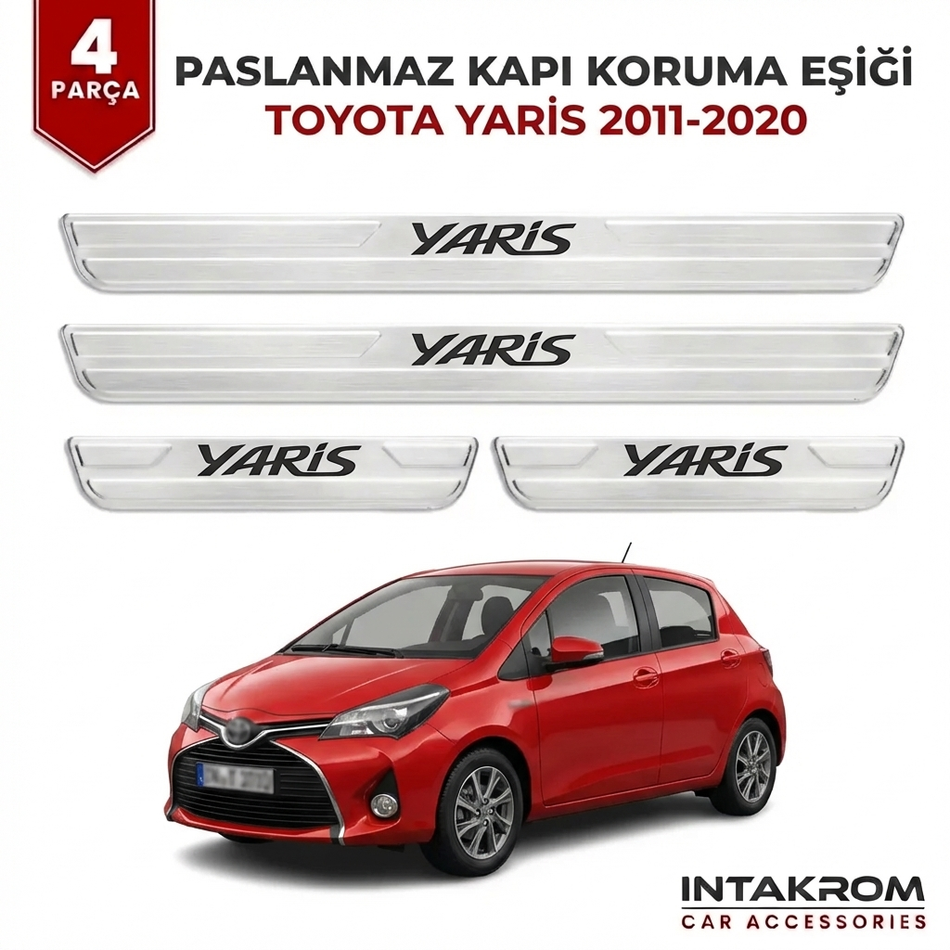 Toyota Yaris 2011-2020 Uyumlu Satine Krom Kapı Koruma Eşiği 4 Parça