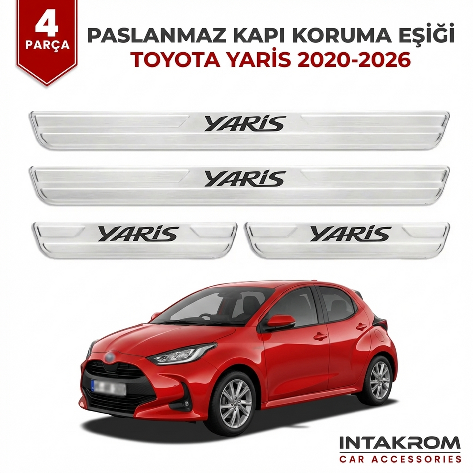 Toyota Yaris 2020-2026 Uyumlu Satine Krom Kapı Koruma Eşiği 4 Parça