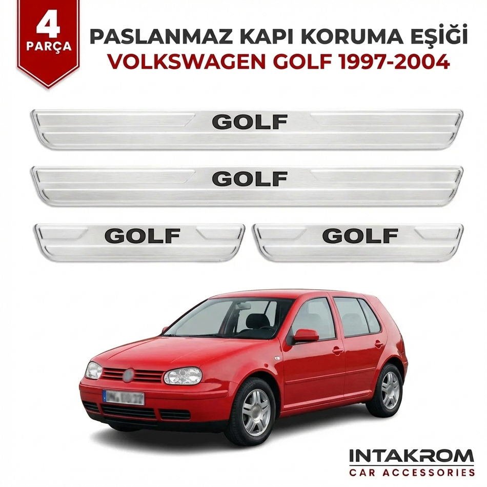 Volkswagen Golf 1997-2004 Uyumlu Satine Krom Kapı Koruma Eşiği 4 Parça