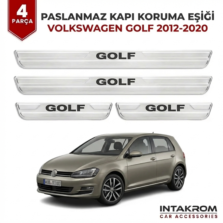 Volkswagen Golf 2012-2020 Uyumlu Satine Krom Kapı Koruma Eşiği 4 Parça