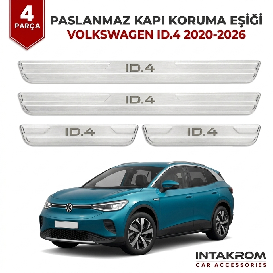 Volkswagen ID.4 2020-2026 Uyumlu Satine Krom Kapı Koruma Eşiği 4 Parça