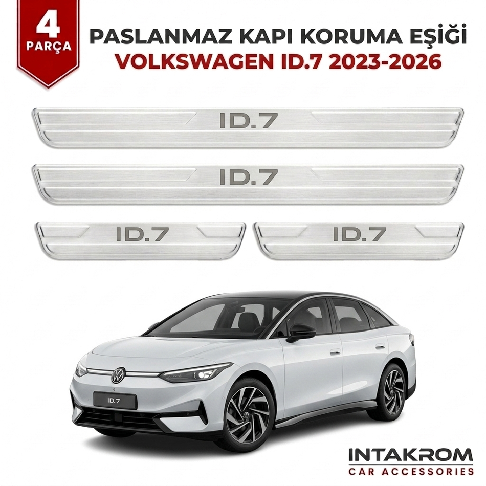 Volkswagen ID.7 2023-2026 Uyumlu Satine Krom Kapı Koruma Eşiği 4 Parça