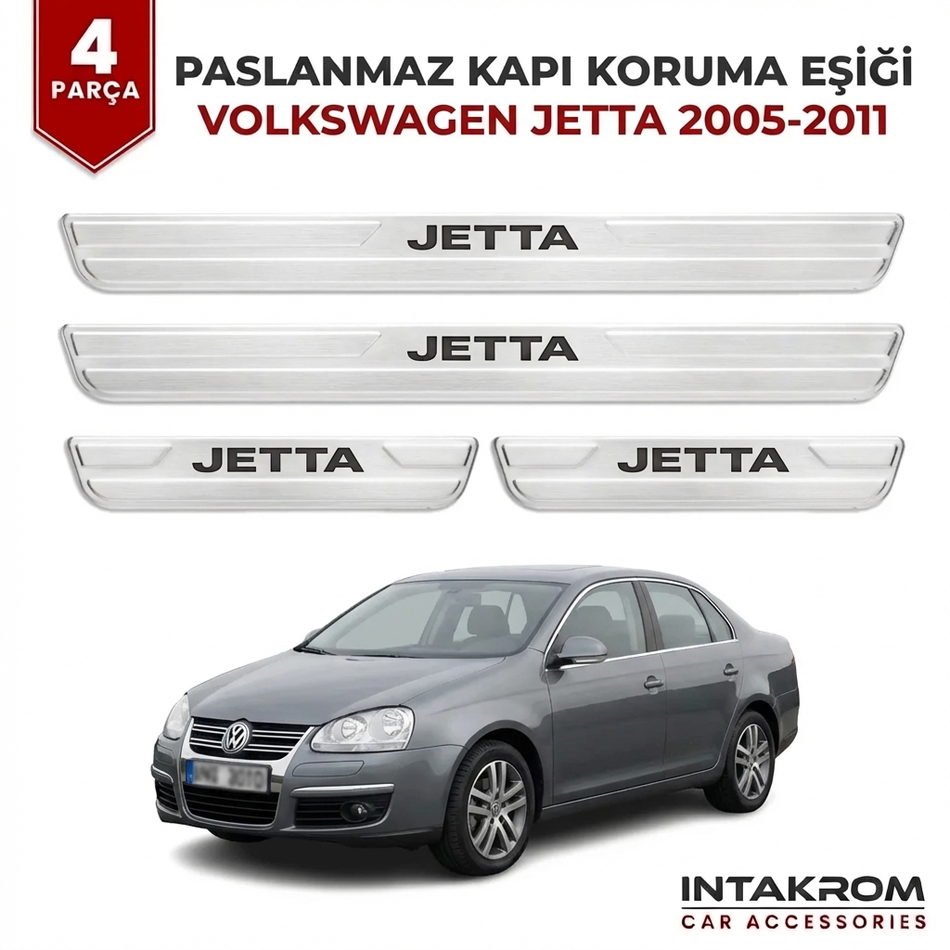 Volkswagen Jetta 2005-2011 Uyumlu Satine Krom Kapı Koruma Eşiği 4 Parça