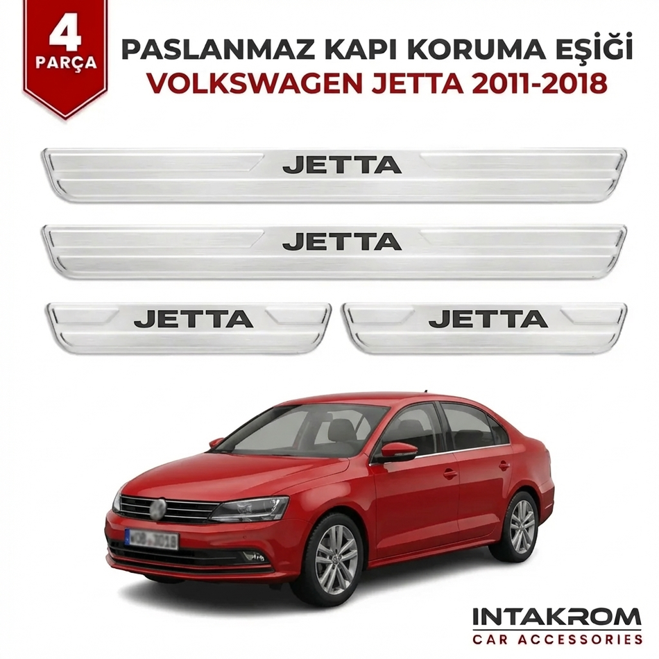 Volkswagen Jetta 2011-2018 Uyumlu Satine Krom Kapı Koruma Eşiği 4 Parça