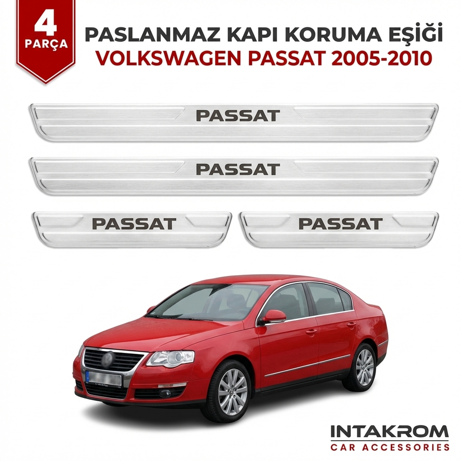 Volkswagen Passat 2005-2010 Uyumlu Satine Krom Kapı Koruma Eşiği 4 Parça