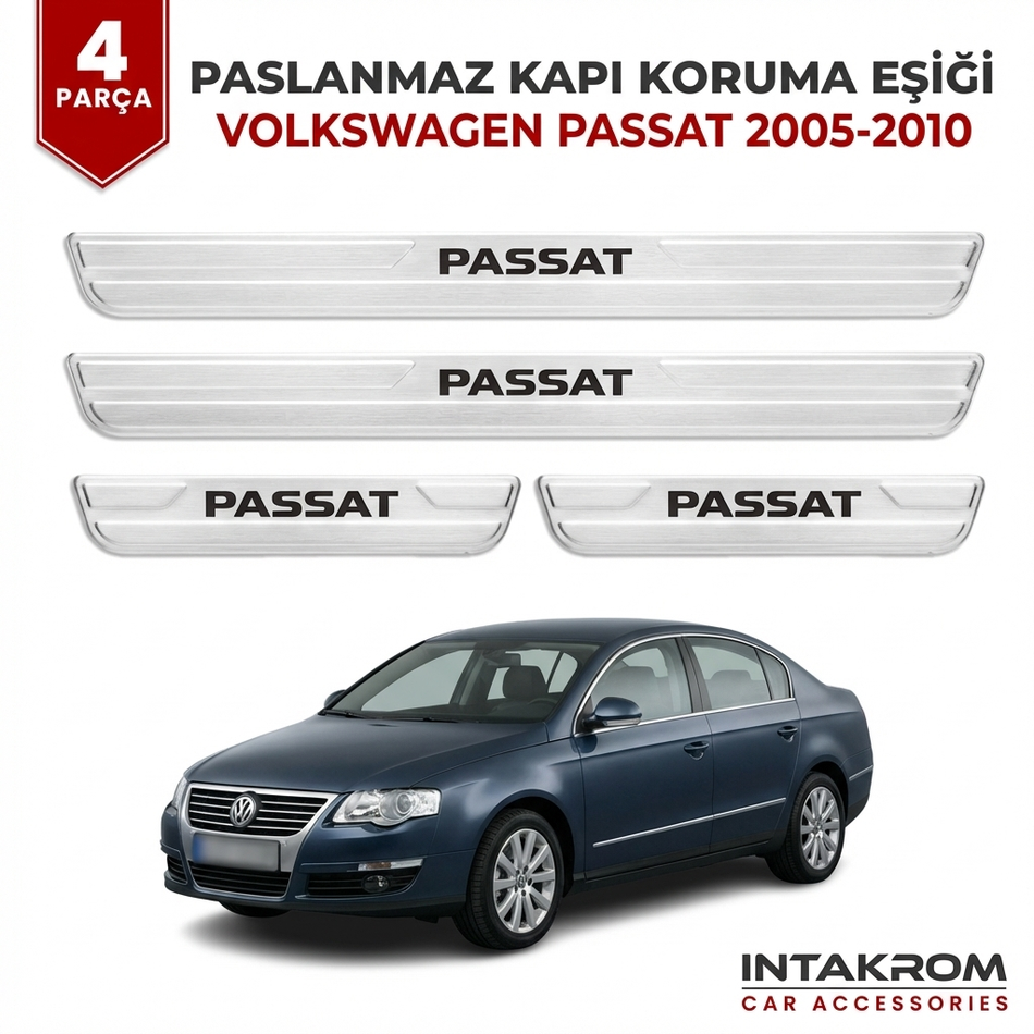 Volkswagen Passat 2010-2015 Uyumlu Satine Krom Kapı Koruma Eşiği 4 Parça