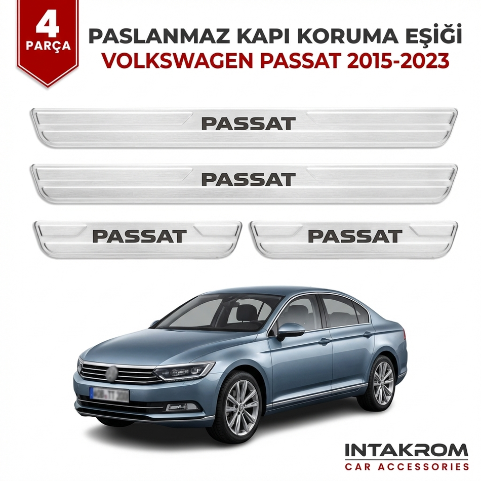 Volkswagen Passat 2015-2023 Uyumlu Satine Krom Kapı Koruma Eşiği 4 Parça