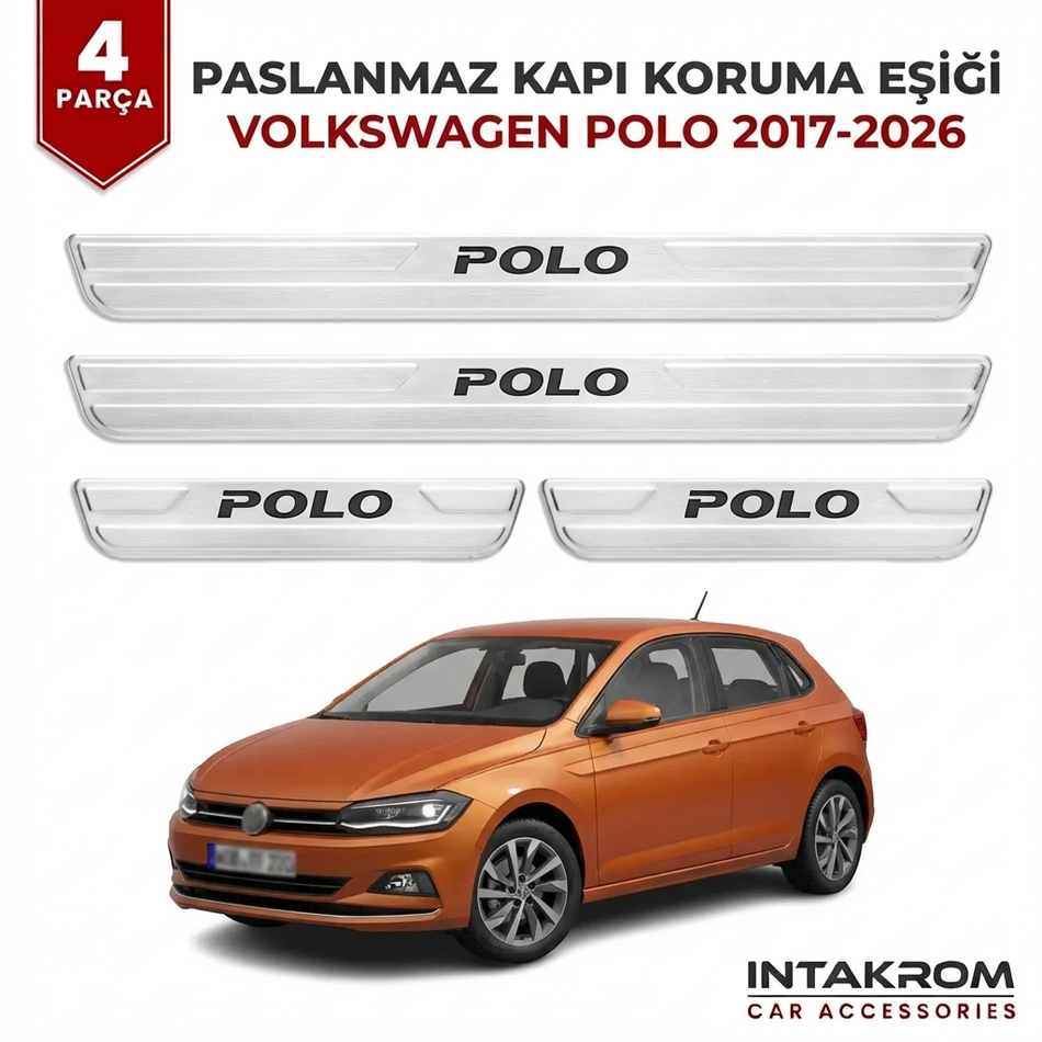 Volkswagen Polo 2017-2026 Uyumlu Satine Krom Kapı Koruma Eşiği 4 Parça